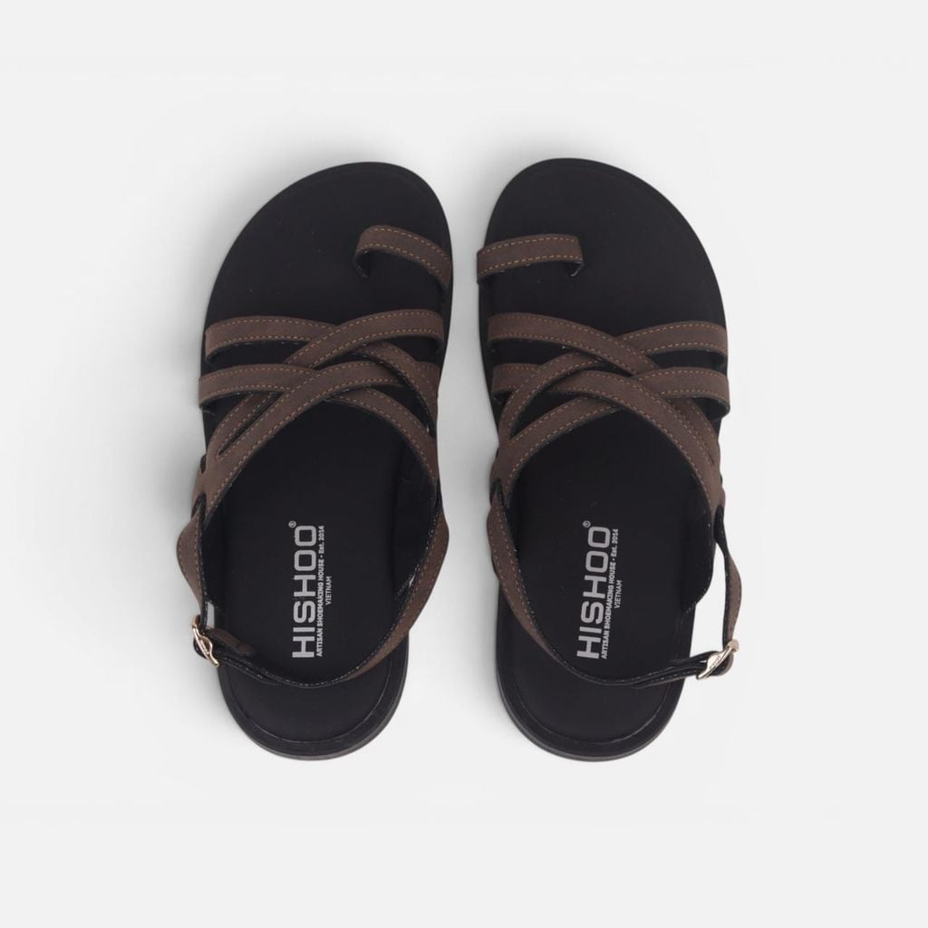 Dép Sandal lê bệt Nam quai ngang xỏ ngón lót da premium Manto 6 HISHOO W010