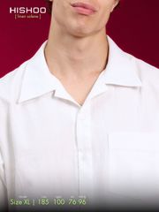 Áo Sơ Mi Nam Relax Form Rộng, Cổ Danton, Lai Ngang Linen Solene Vải Mềm Mát HISHOO A1T004