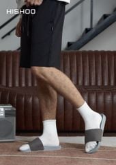 Dép quai ngang da bò Xám da lộn HISHOO U111