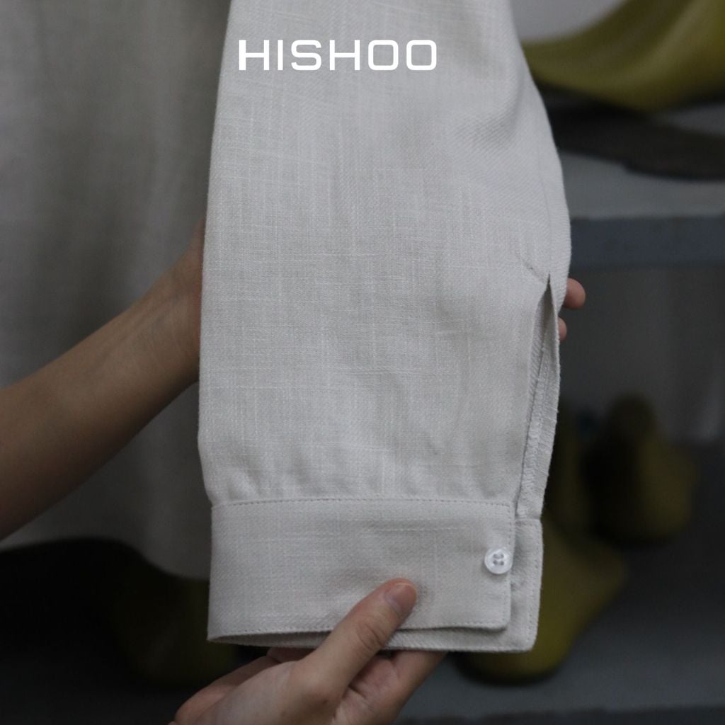 Áo Sơ Mi Nam Tay Dài Relax Form Rộng, Cổ Thường, Lai Ngang Linen Solene Vải Mềm Mát HISHOO A2T003