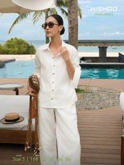 Áo Sơ Mi Nút Gỗ Tay Dài Nữ Relax Form Rộng, Cổ Thường, Lai Ngang Linen Solene Vải Mềm Mát HISHOO A2G003