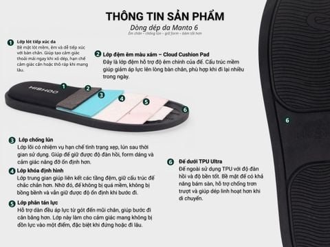 Dép lê bệt Nam quai ngang 1 khóa lót da premium Manto 6 HISHOO W113