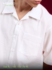 Áo Sơ Mi Nam Relax Form Rộng, Cổ Danton, Lai Ngang Linen Solene Vải Mềm Mát HISHOO A1T004