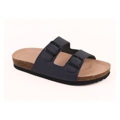 Dép đế trấu birken 2 khoá Xanh Dương Saffiano premium HISHOO B093