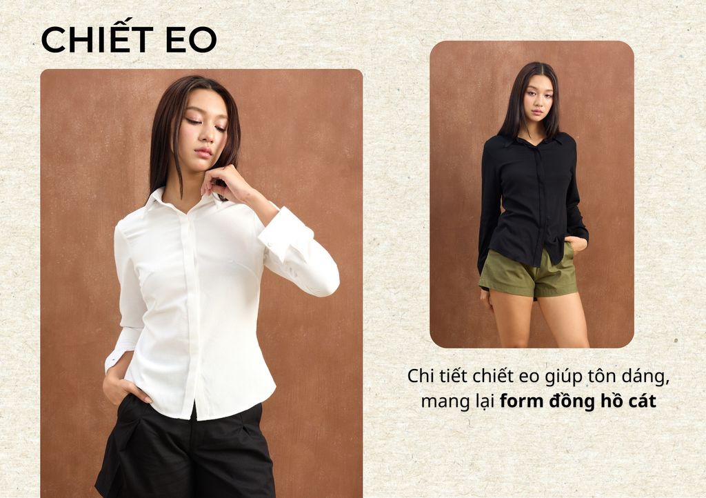 Áo Sơ Mi Nữ Công Sở Linen Solene Cổ Hạ Lưng Form Slim, Chiết Eo Nhẹ, Vải Mềm Mát HISHOO AG001