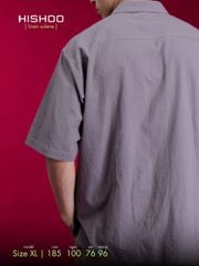 Áo Sơ Mi Xám Môn Nam Relax Form Rộng, Cổ Thường, Lai Ngang Linen Solene Vải Mềm Mát HISHOO A1T003