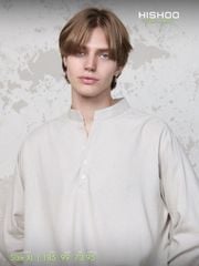 Áo Sơ Mi Nam Tay Dài Xám Tro Relax Form Rộng, Cổ Polo Tàu Vuông, Xẻ V Linen Solene Vải Mềm Mát HISHOO A3T002