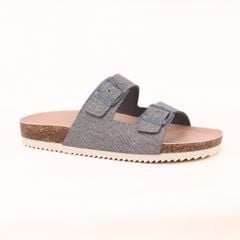 Dép đế trấu birken 2 khóa Xám Demin Khóa Xám Premium HISHOO B093