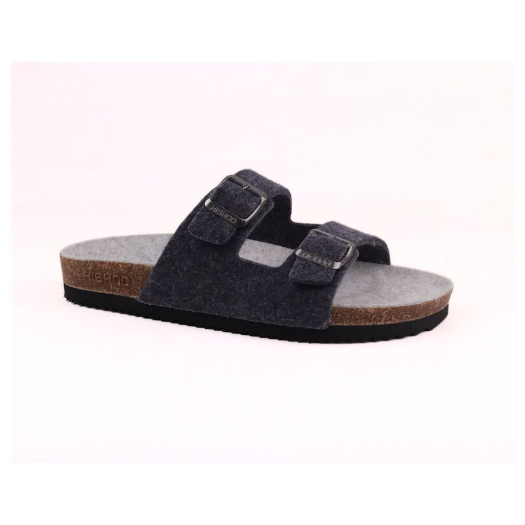 Dép đế trấu birken 2 khoá vải dạ Premium HISHOO B093