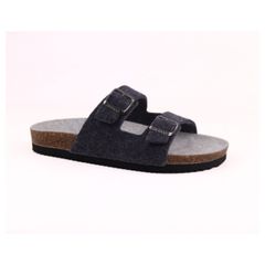 Dép đế trấu birken 2 khoá vải dạ Premium HISHOO B093