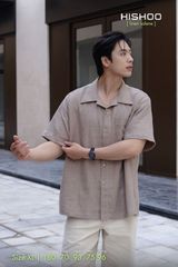 Áo Sơ Mi Nam Relax Form Rộng, Cổ Danton, Lai Ngang Linen Solene Vải Mềm Mát HISHOO A1T004