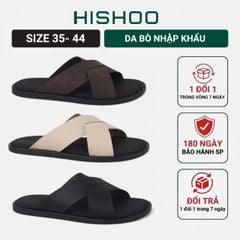 Dép lê bệt Nam quai ngang chéo lót da premium Manto 6 HISHOO W001