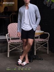 Áo Sơ Mi Trắng Sọc Xanh Nút Gỗ Tay Dài Nam Relax Form Rộng, Cổ Tàu Vuông, Lai Ngang Linen Solene Vải Mềm Mát HISHOO A2T002