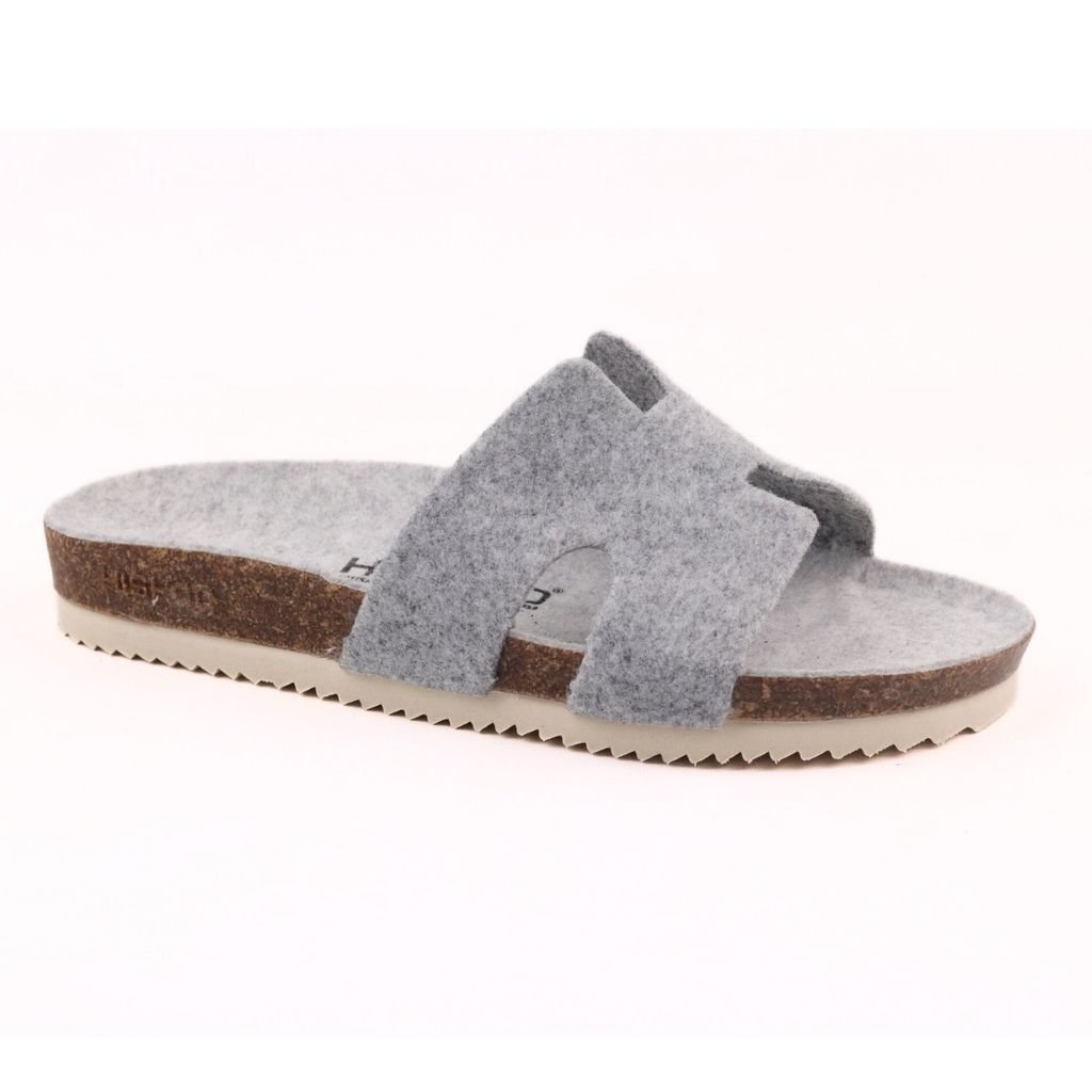 Dép đế trấu birken chữ H vải dạ Premium HISHOO B095