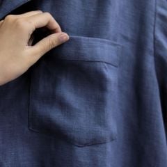 Áo Sơ Mi Nam Relax Form Rộng, Cổ Danton, Lai Ngang Linen Solene Vải Mềm Mát HISHOO A1T004