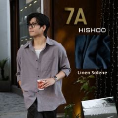 Áo Sơ Mi Nam Xám Môn Tay Dài Relax Form Rộng, Cổ Thường, Lai Ngang Linen Solene Vải Mềm Mát HISHOO A2T003