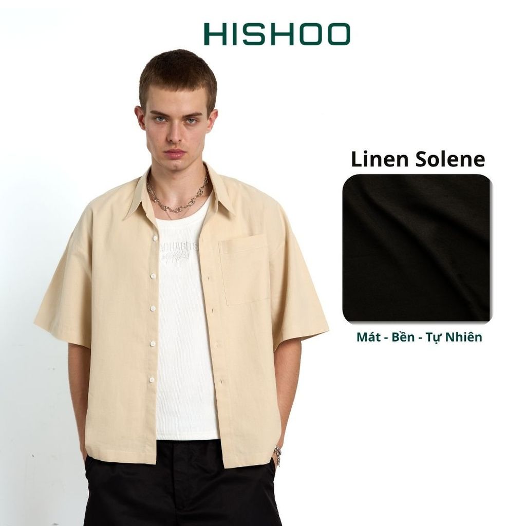 Áo Sơ Mi Nam Relax Form Rộng Linen Solene Vải Mềm Mát HISHOO AB001