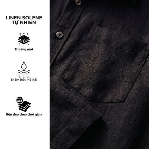 Áo Sơ Mi Tay Dài Nữ Relax Form Rộng, Cổ Thường, Lai Ngang Linen Solene Vải Mềm Mát HISHOO A2G003