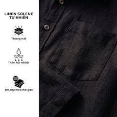 Áo Sơ Mi Tay Dài Nữ Relax Form Rộng, Cổ Thường, Lai Ngang Linen Solene Vải Mềm Mát HISHOO A2G003