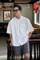 Áo Sơ Mi Nam Relax Form Rộng, Cổ Tàu Vuông, Lai Ngang Linen Solene Vải Mềm Mát HISHOO A1T002
