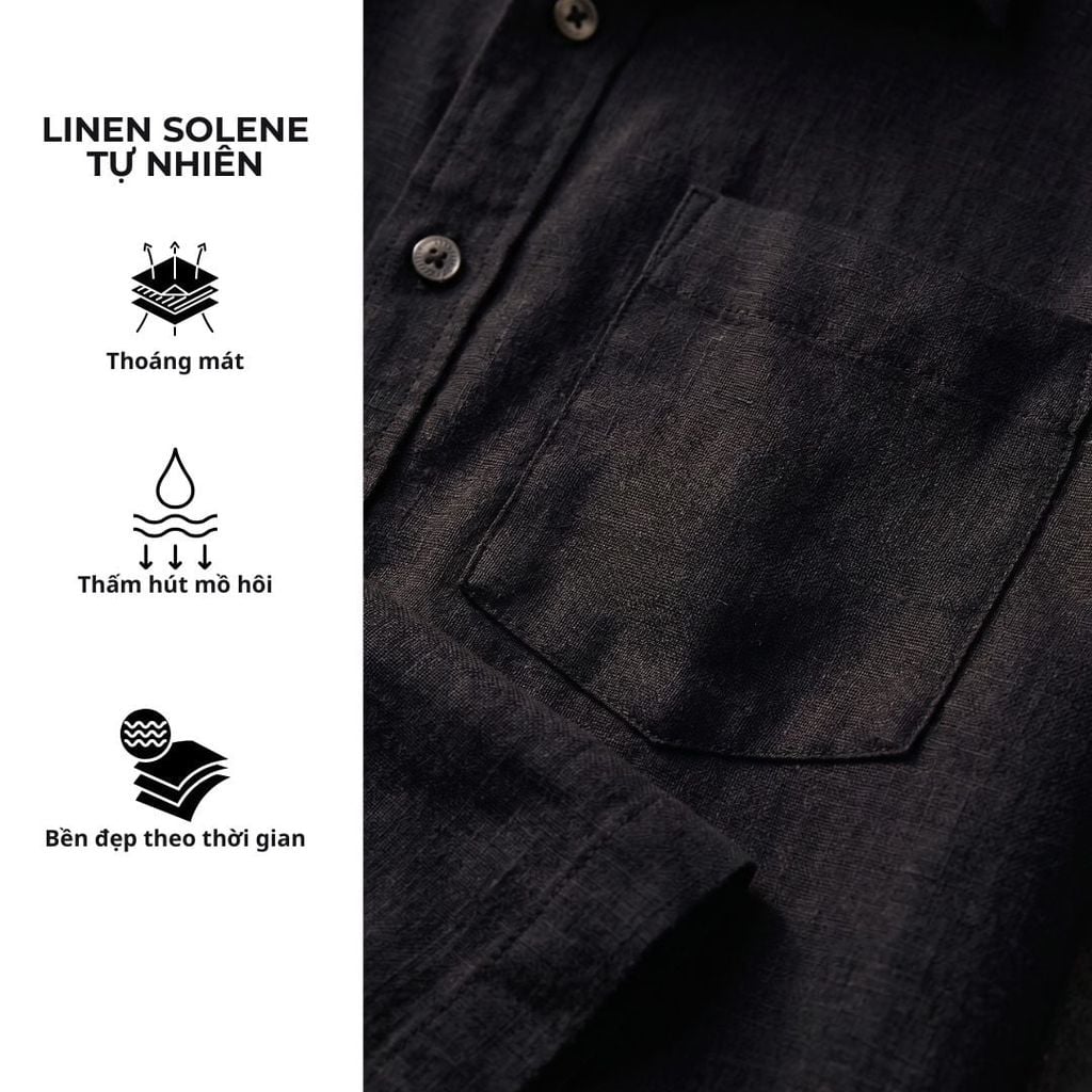 Áo Sơ Mi Nữ Nút Gỗ Relax Form Rộng, Cổ Tàu Vuông, Lai Ngang Linen Solene Vải Mềm Mát HISHOO A1G002