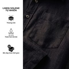 Áo Sơ Mi Nữ Nút Gỗ Relax Form Rộng, Cổ Tàu Vuông, Lai Ngang Linen Solene Vải Mềm Mát HISHOO A1G002