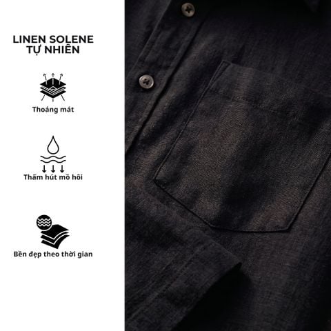 Áo Sơ Mi Nữ Tay Dài Relax Form Rộng, Cổ Polo Tàu Vuông, Xẻ V Linen Solene Vải Mềm Mát HISHOO A3G002