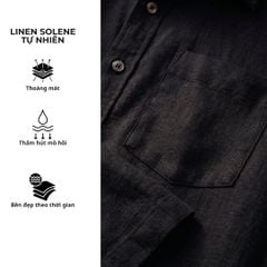 Áo Sơ Mi Nữ Tay Dài Relax Form Rộng, Cổ Polo Tàu Vuông, Xẻ V Linen Solene Vải Mềm Mát HISHOO A3G002