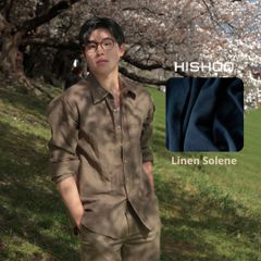Áo Sơ Mi Rêu Nút Gỗ Nam Tay Dài Relax Form Rộng, Cổ Thường, Lai Ngang Linen Solene Vải Mềm Mát HISHOO A2T003