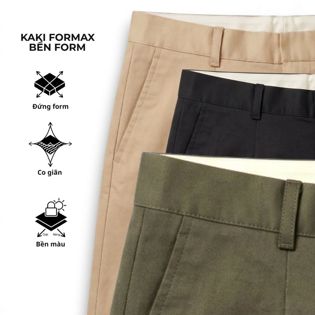 Quần short nam kaki Formax HISHOO Thoáng mát giữ form mặc đi chơi đi làm Q2T001