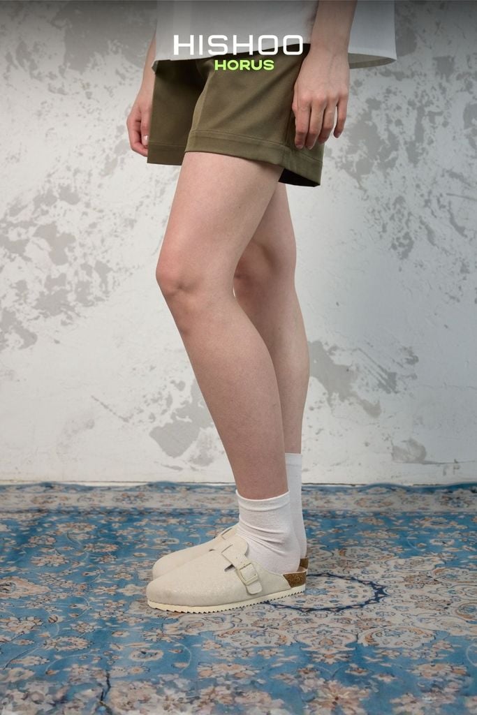 Dép đế trấu sục Boston quai ngang vân Craquelure Premium HISHOO B109