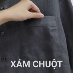 Áo Sơ Mi Nam Tay Dài Relax Form Rộng, Cổ Tàu Vuông, Lai Ngang Linen Solene Vải Mềm Mát HISHOO A2T002