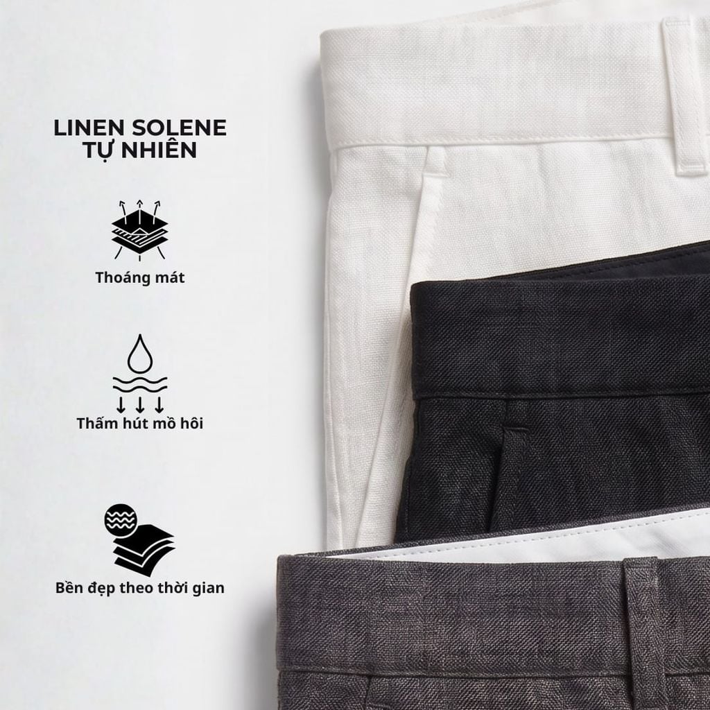 Quần short nam Linen Solene HISHOO Thoáng mát giữ form mặc đi chơi đi làm Q1T001