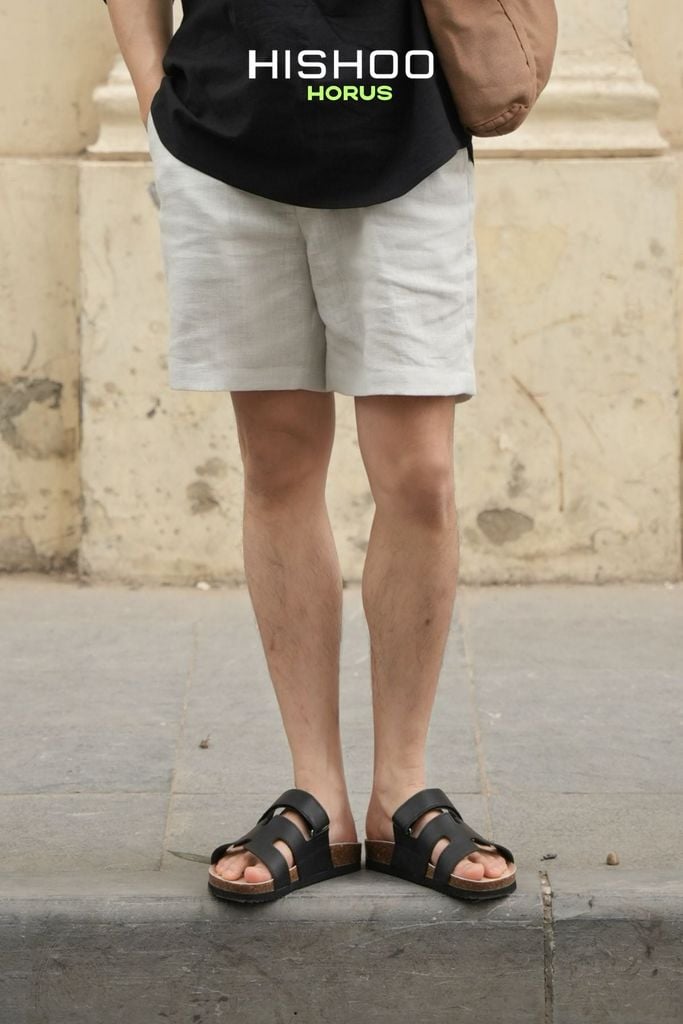 Dép đế trấu birken Chữ H Sandal quai ngang bản premium HISHOO B104