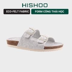 Dép đế trấu birken 2 khoá vải dạ Premium HISHOO B093