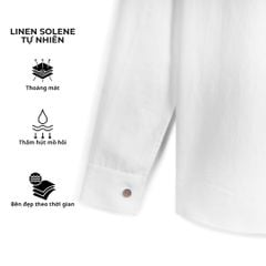 Áo Sơ Mi Nút Gỗ Tay Dài Nữ Relax Form Rộng, Cổ Thường, Lai Ngang Linen Solene Vải Mềm Mát HISHOO A2G003