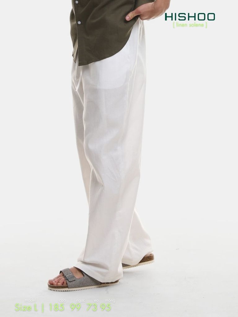 Quần dài nam Linen Solene HISHOO Thoáng mát giữ form mặc đi chơi đi làm Q3T001