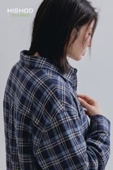 Áo Sơ Mi Sọc Caro Tay Dài Nữ Relax Form Rộng, Cổ Thường, Lai Ngang Linen Solene Vải Mềm Mát HISHOO A2G003