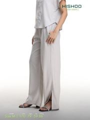 Quần dài Linen Nữ Lưng Thun, Xẻ Tà Hishoo basic mặc đi chơi, đi làm HISHOO Q3G001