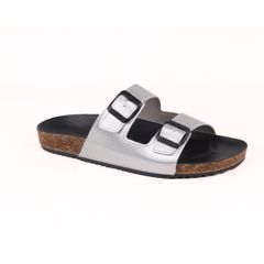 Dép đế trấu birken Bạc quai ngang 2 khóa Hishoo M093