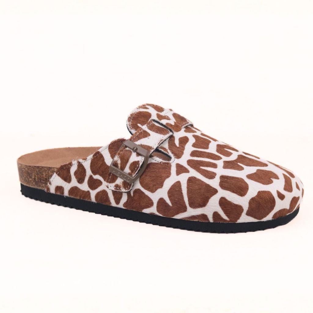 Dép đế trấu sục Boston quai ngang Bò sữa CowHide HISHOO H109