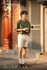 Áo Sơ Mi Nam Rêu Tay Dài Relax Form Rộng, Cổ Tàu Vuông, Lai Ngang Linen Solene Vải Mềm Mát HISHOO A2T002