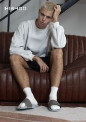 Dép quai ngang da bò Xám da lộn HISHOO U111