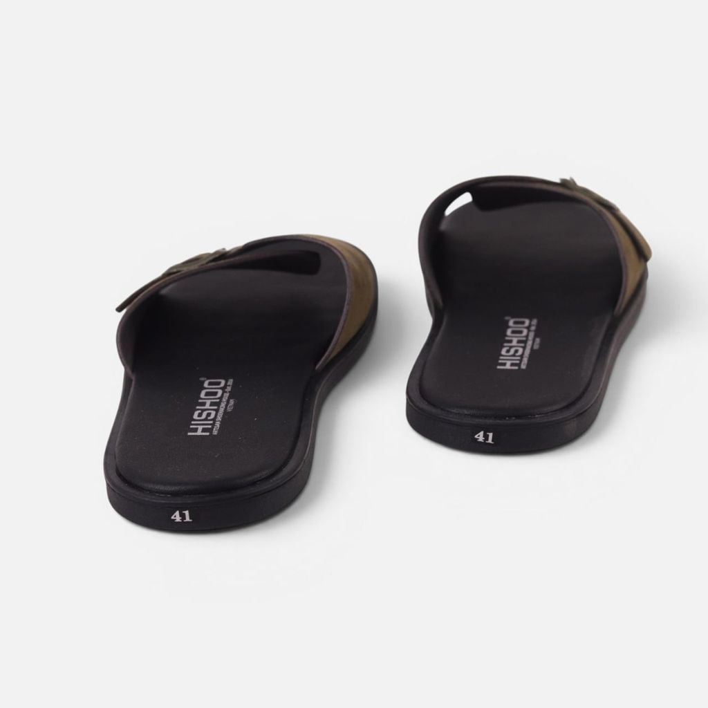 Dép lê bệt Nam quai ngang 1 khóa da lộn lót da premium Manto 6 HISHOO K113