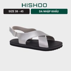 Dép Sandal Daily Trek Sandal (Sandal đi bộ đường dài) Nam quai chéo Bạc lót da premium Felix HISHOO P002
