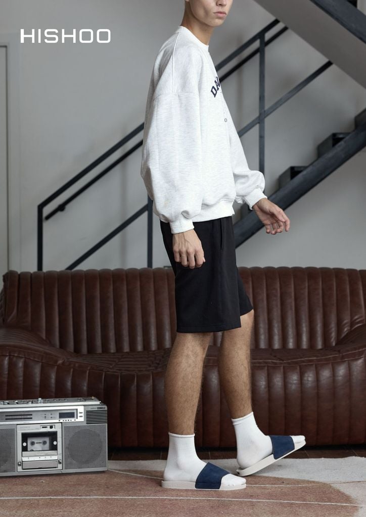 Dép quai ngang Nubuck Xanh navy HISHOO U111