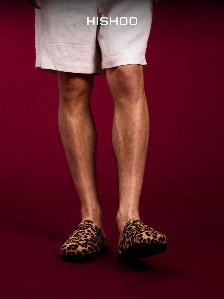 Dép đế trấu sục Boston quai ngang Da Beo Cowhide HISHOO H109