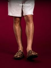 Dép đế trấu sục Boston quai ngang Da Beo Cowhide HISHOO H109