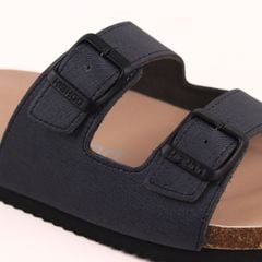 Dép đế trấu birken 2 khoá Xanh Dương Saffiano premium HISHOO B093