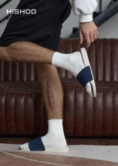 Dép quai ngang Nubuck Xanh navy HISHOO U111